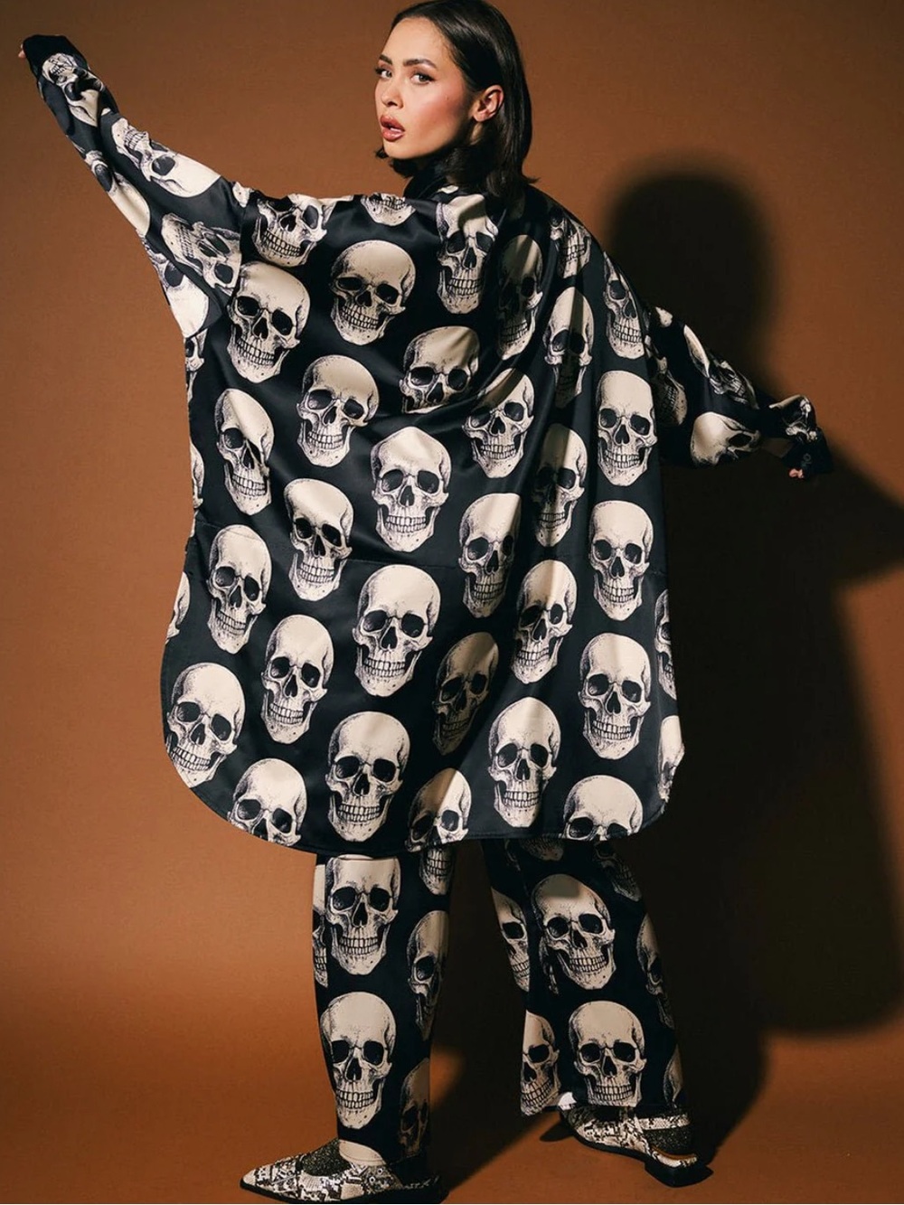 Dressed in LALA Posh Satin Playsuit Pants and Top in Bad to the Bone Size XL - Picture 4 of 13